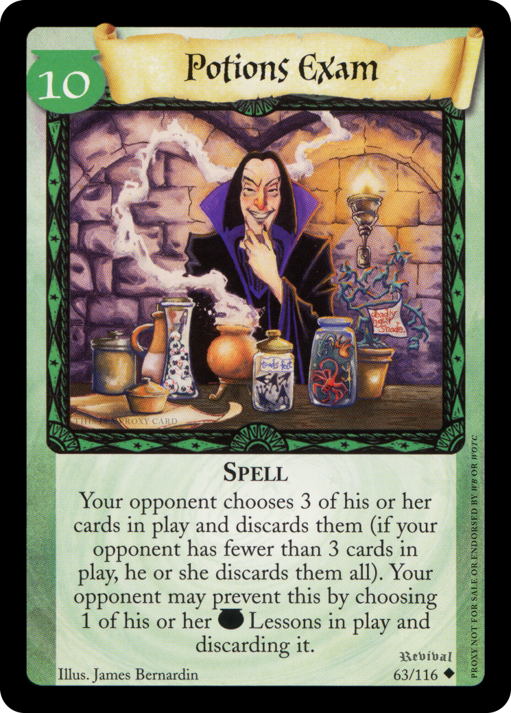 Potions Exam card